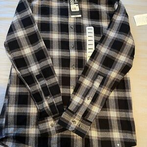 NWT Men's Eddie Bauer Black and White Plaid Shirt